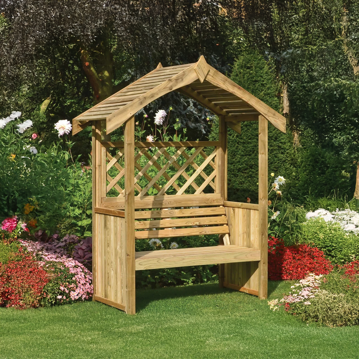Garden Arbour Bench Rustic Wooden Vintage Gift SINLSAGB001