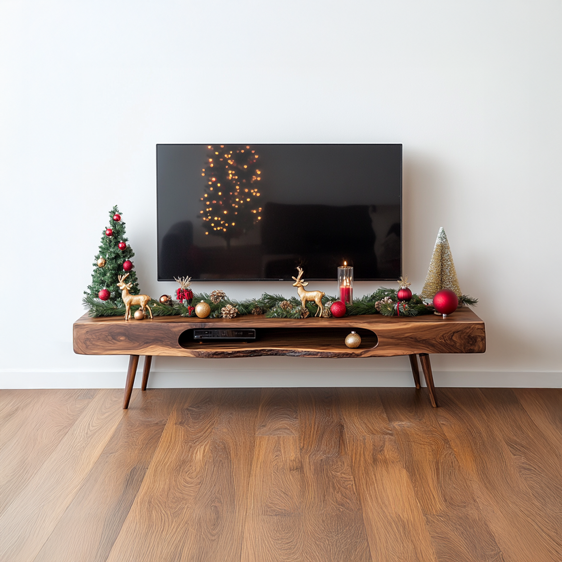 Mid Century Christmas TV Stand Modern Winter Living Room SINLSASC222