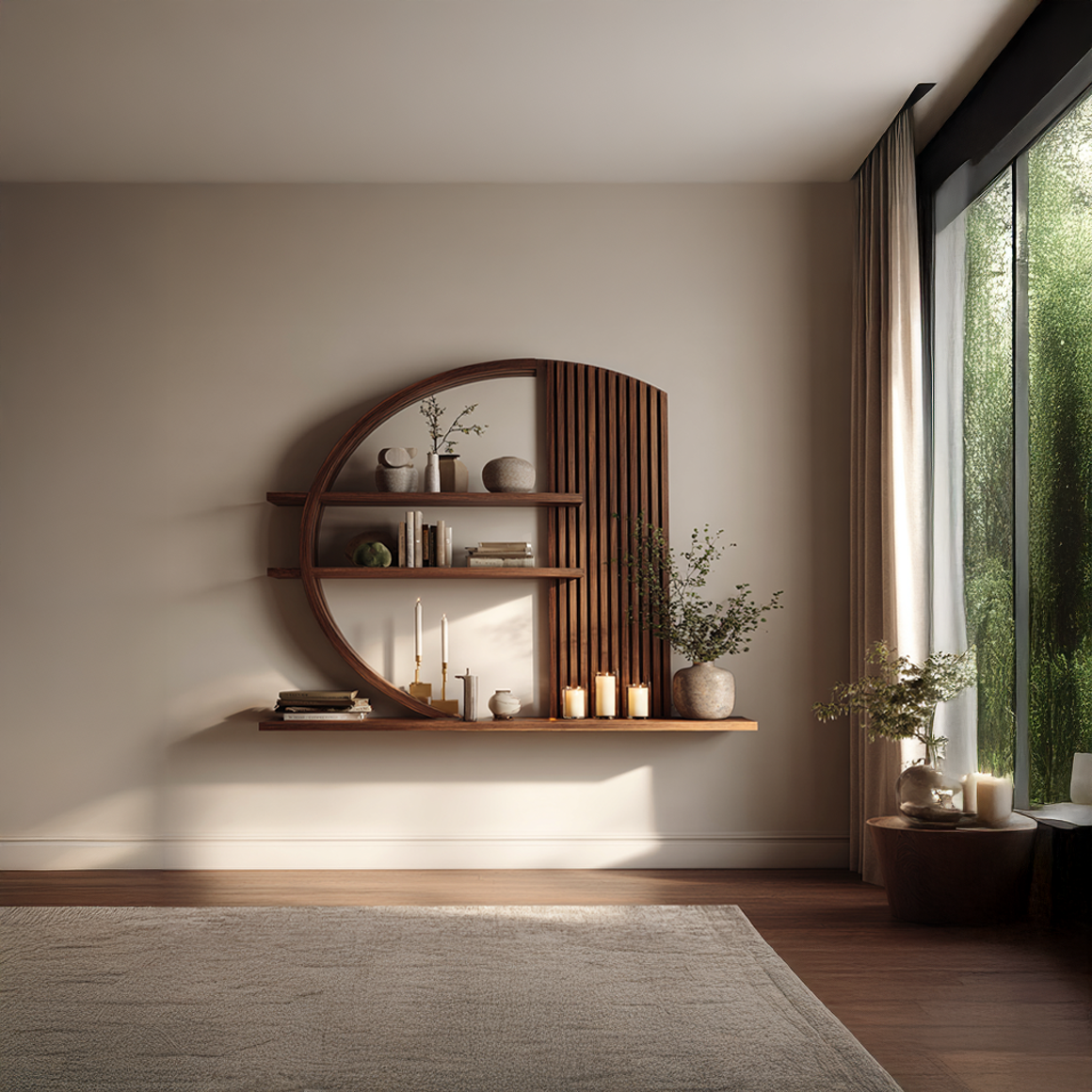 Modern Zen Wall Shelf Living Room And Meditation Area SINLSAFL235