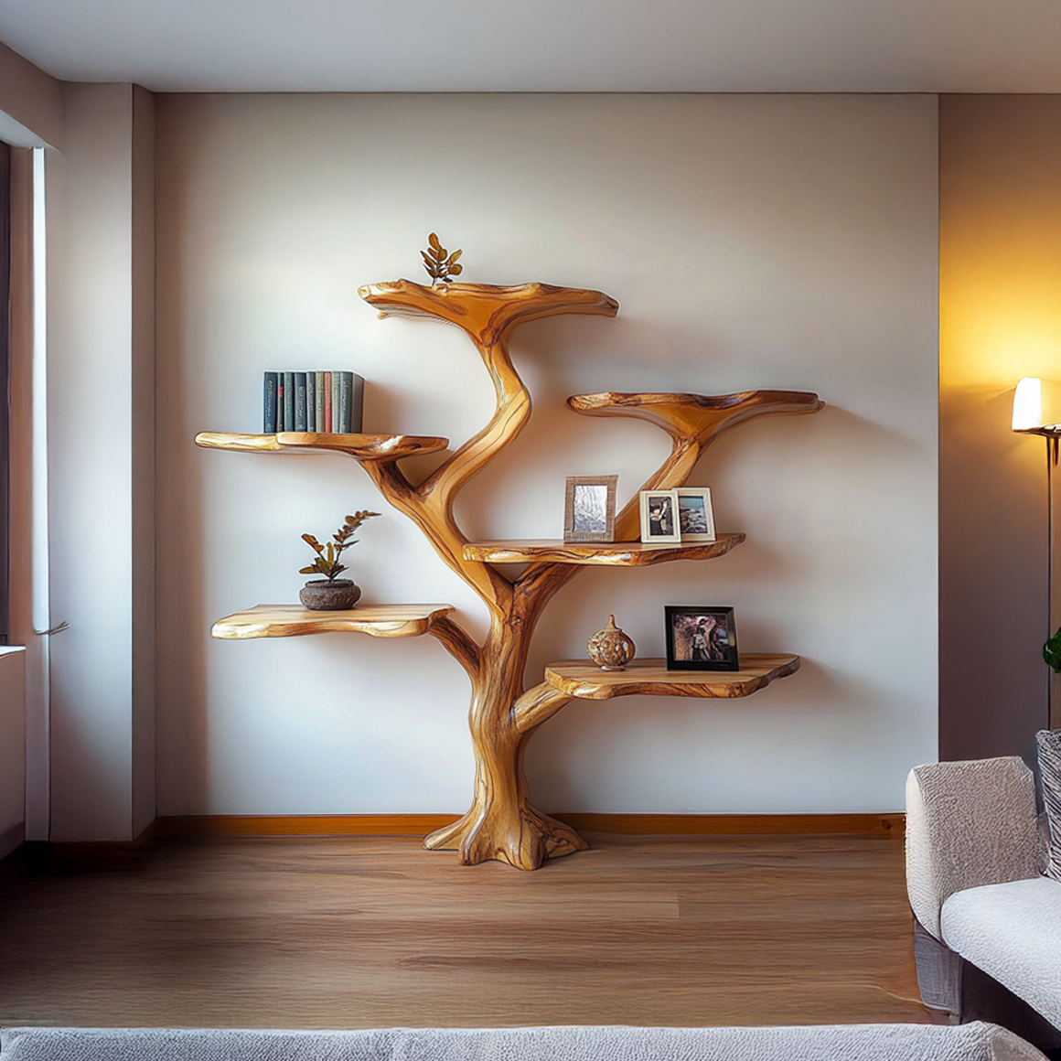 Rustic Mushroom Tree Bookshelf Living Room Or Bedroom SINLSATB451
