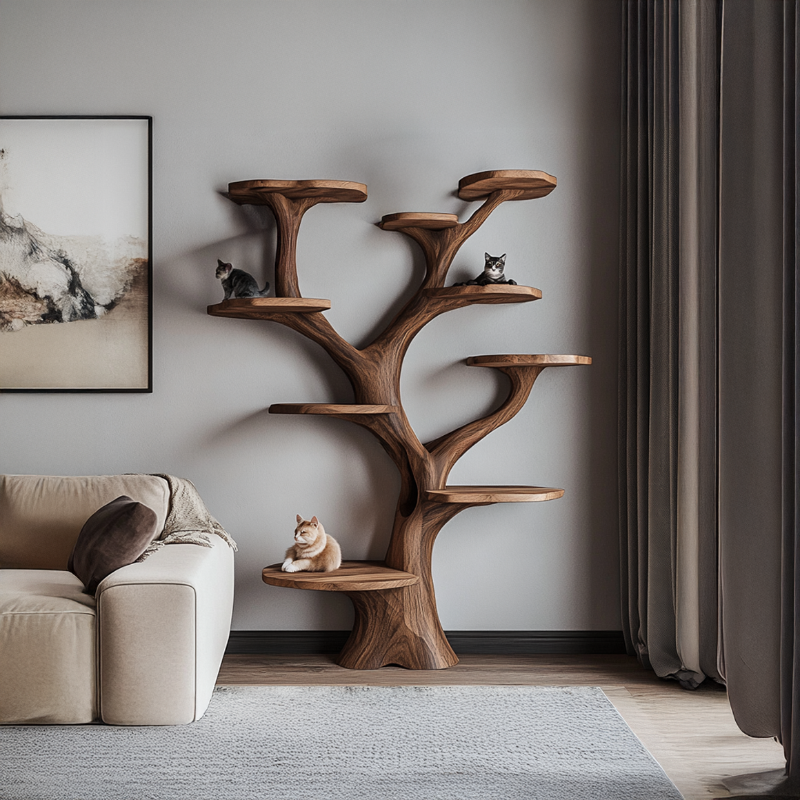 Rustic Handcrafted Cat Tree Furniture Contemporary Interiors SINLSATT071