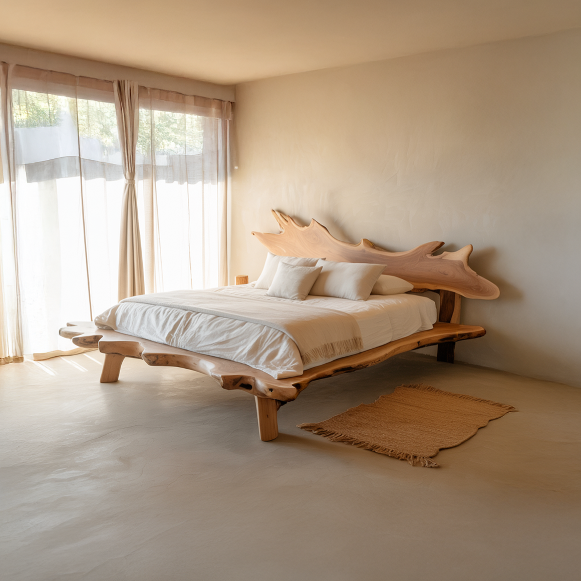 Rustic Live Edge Platform Bed Organic Modern Home SINLSAWB065