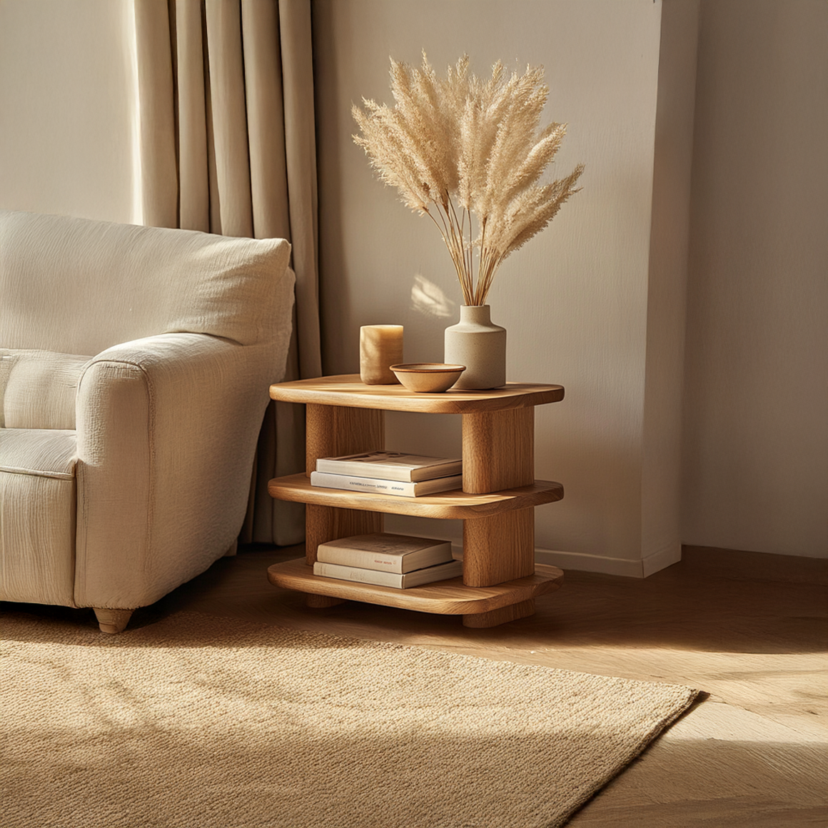 Mid Century Storage Side Table Living Bedroom Accent SINLSABT146
