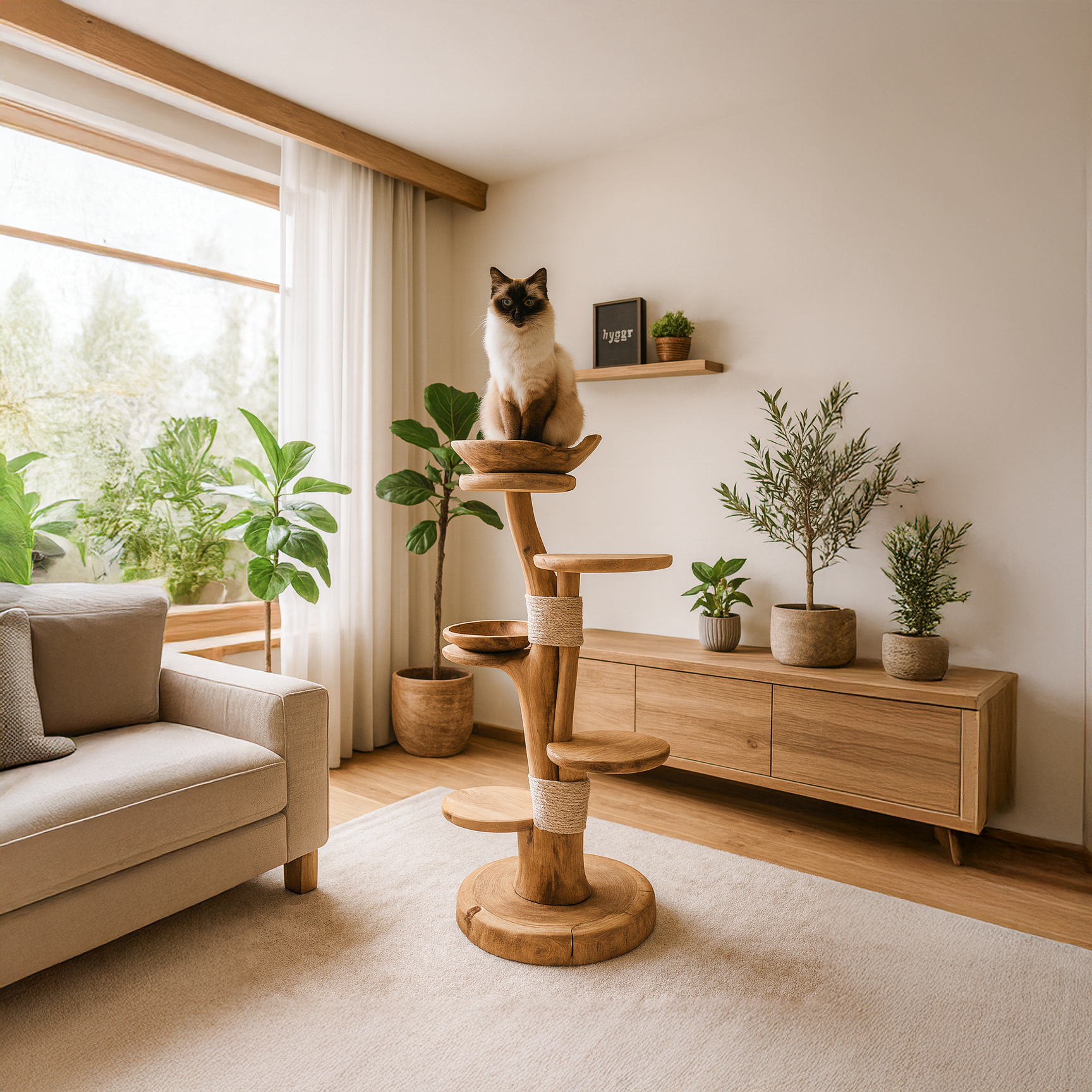 Mid Century Tree Cat Tower Living Home Office SINLSATT036