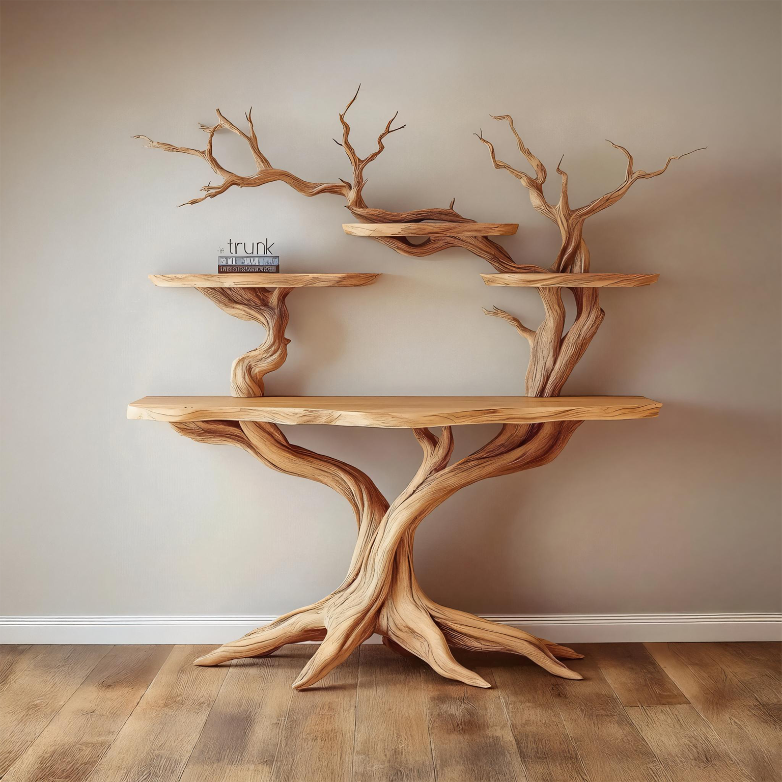 Tree Bookshelf Table Solid Wood Nature Style Gift SINLSACS097