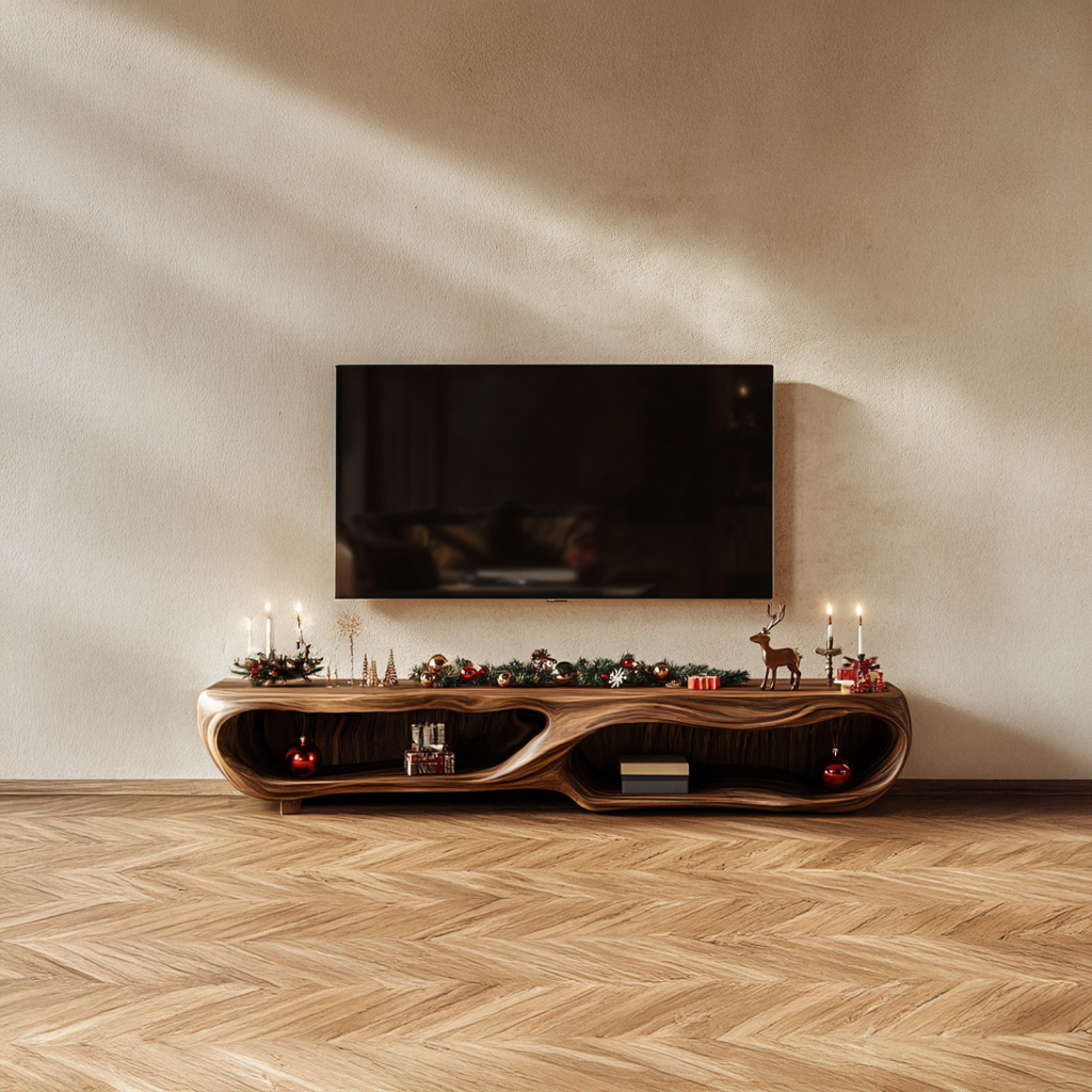 Rustic Christmas TV Cabinet Living Room SINLSASC220