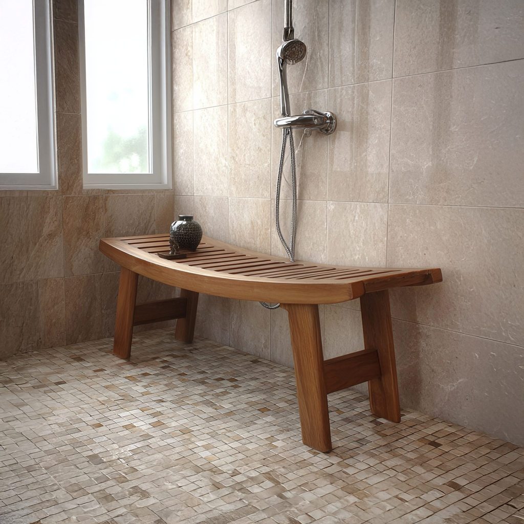 Mid Century Shower Bench Bathroom Seating Modern SINLSARS004
