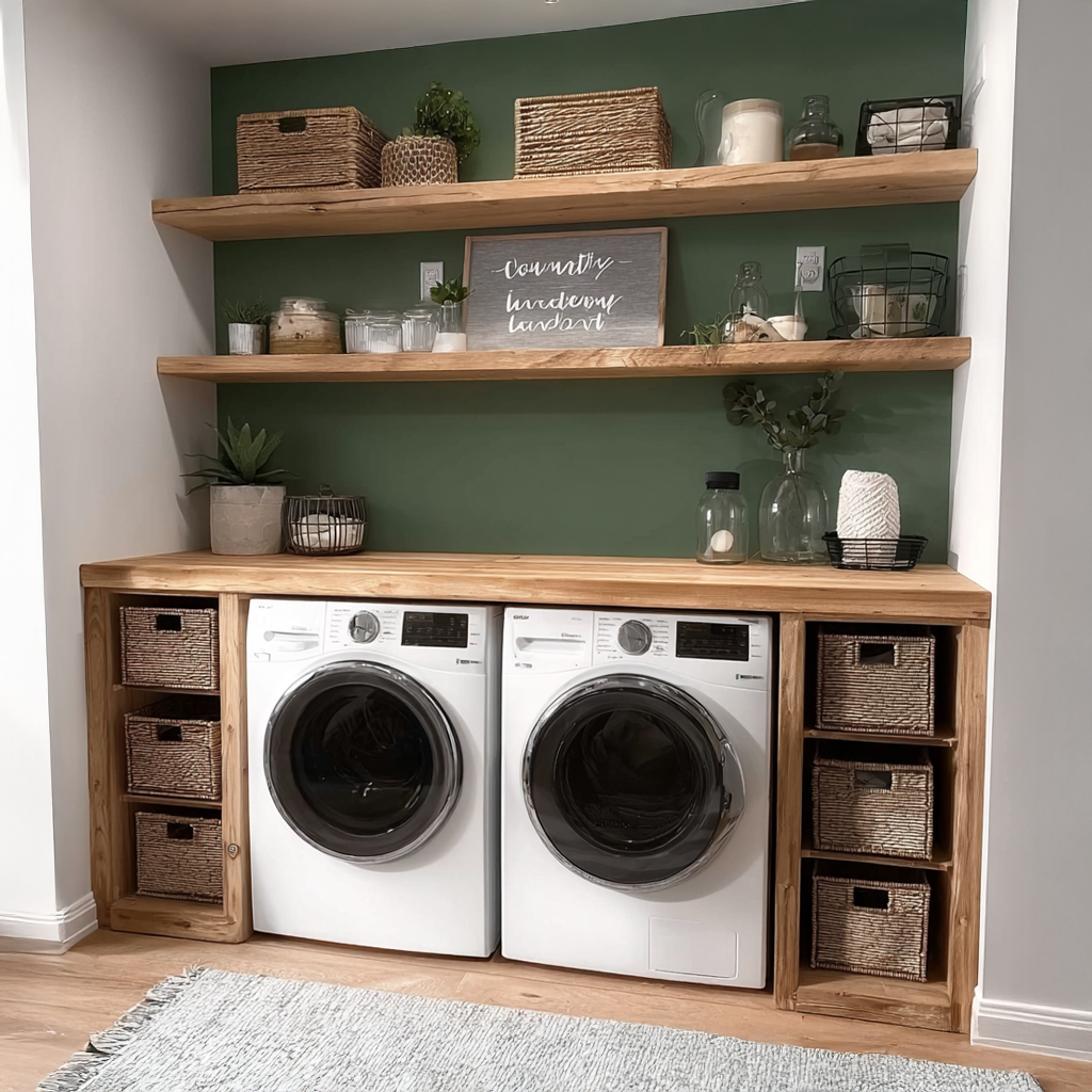 Laundry Furniture Set Solid Wood Custom Rustic Gift SINLSALN004