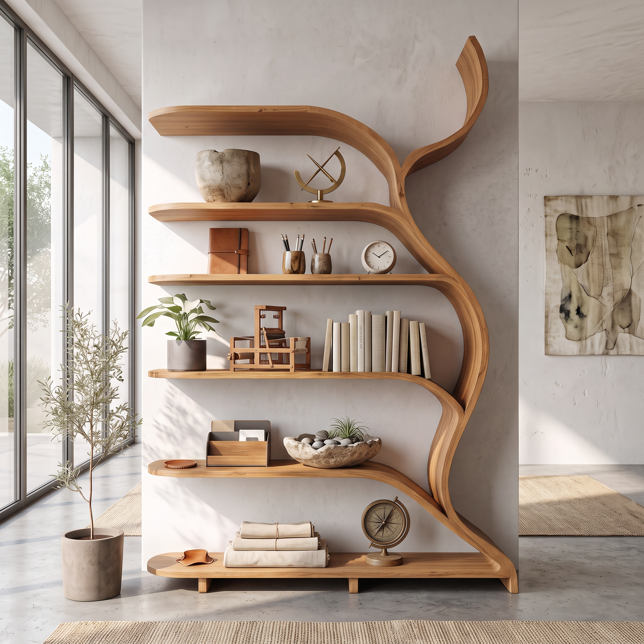 Tree Branch Bookshelf Solid Wood Farmhouse Wall Gift SINLSATB188