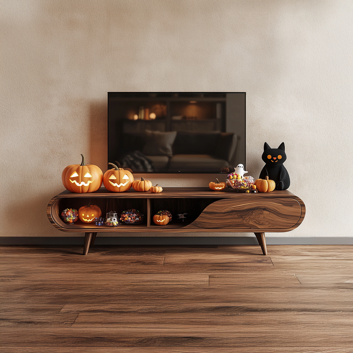 Mid Century Halloween TV Cabinet Seasonal Living Space SINLSASC229