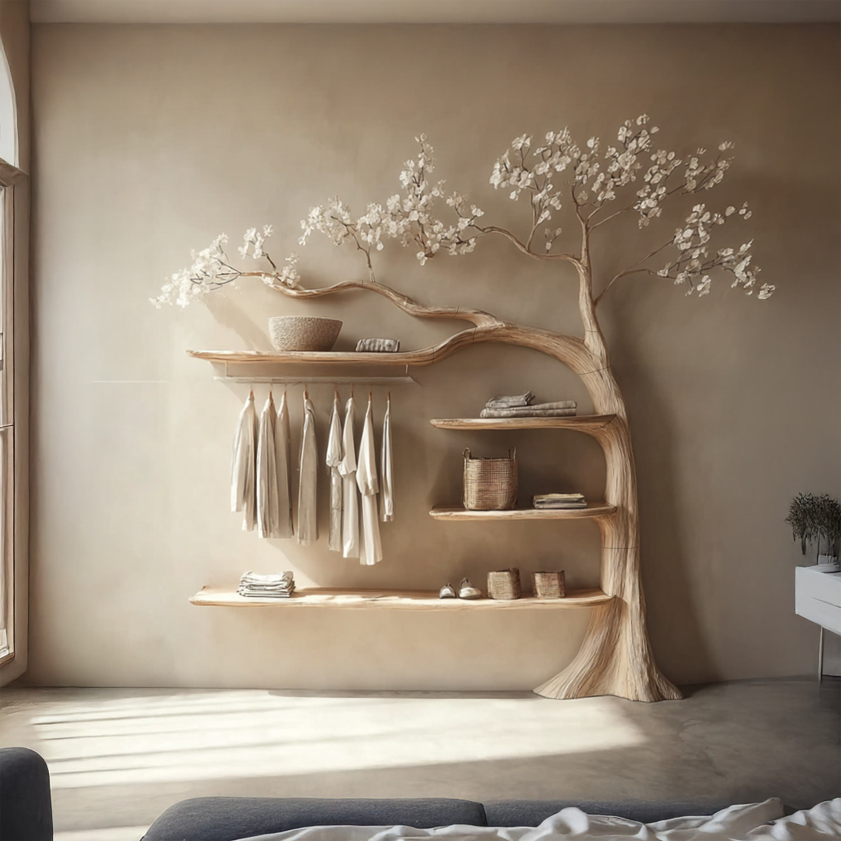 Rustic Tree Coat Rack Bedroom Closet SINLSATB284