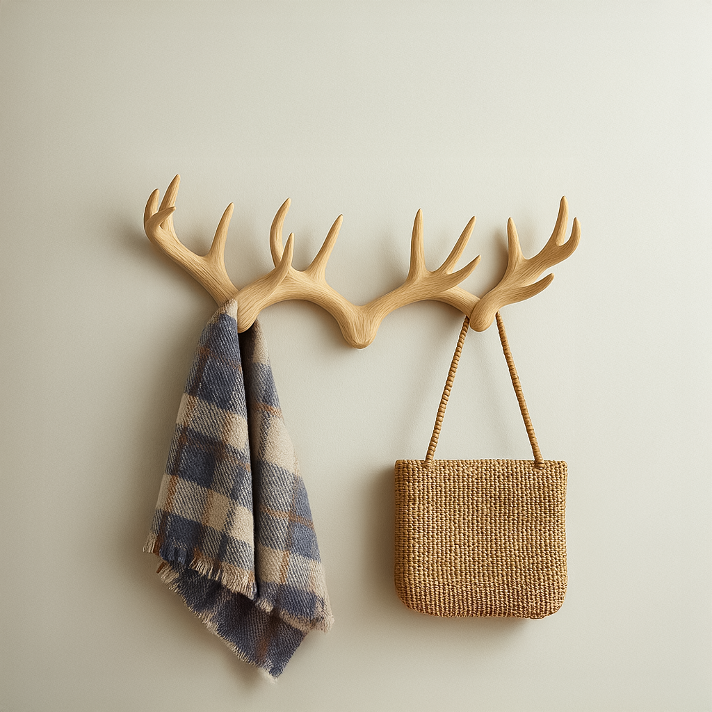 Rustic Minimalist Antler Wall Rack Living Room SINLSATCR021