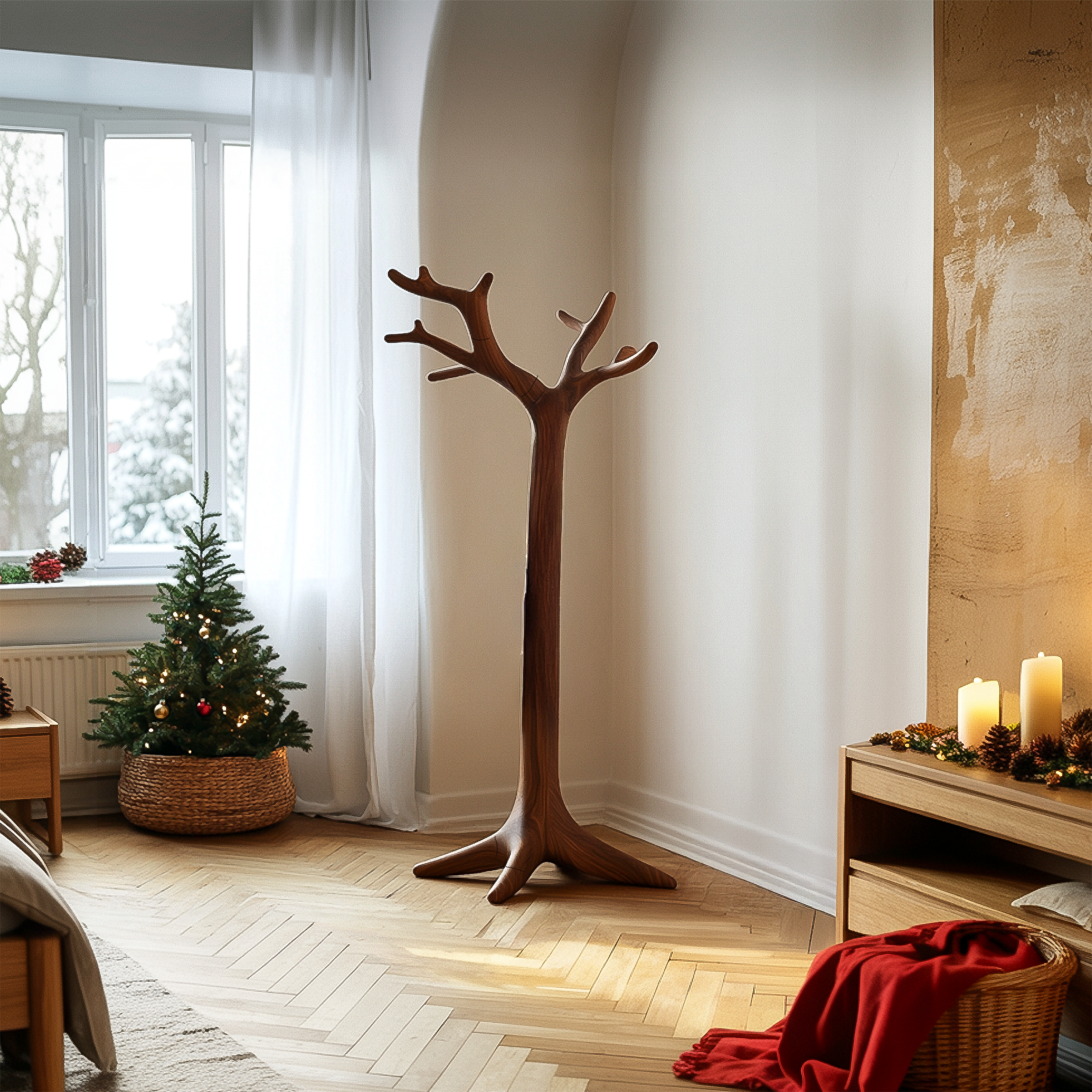 Rustic Organic Coat Rack Christmas Cozy Home Decor SINLSATCR077