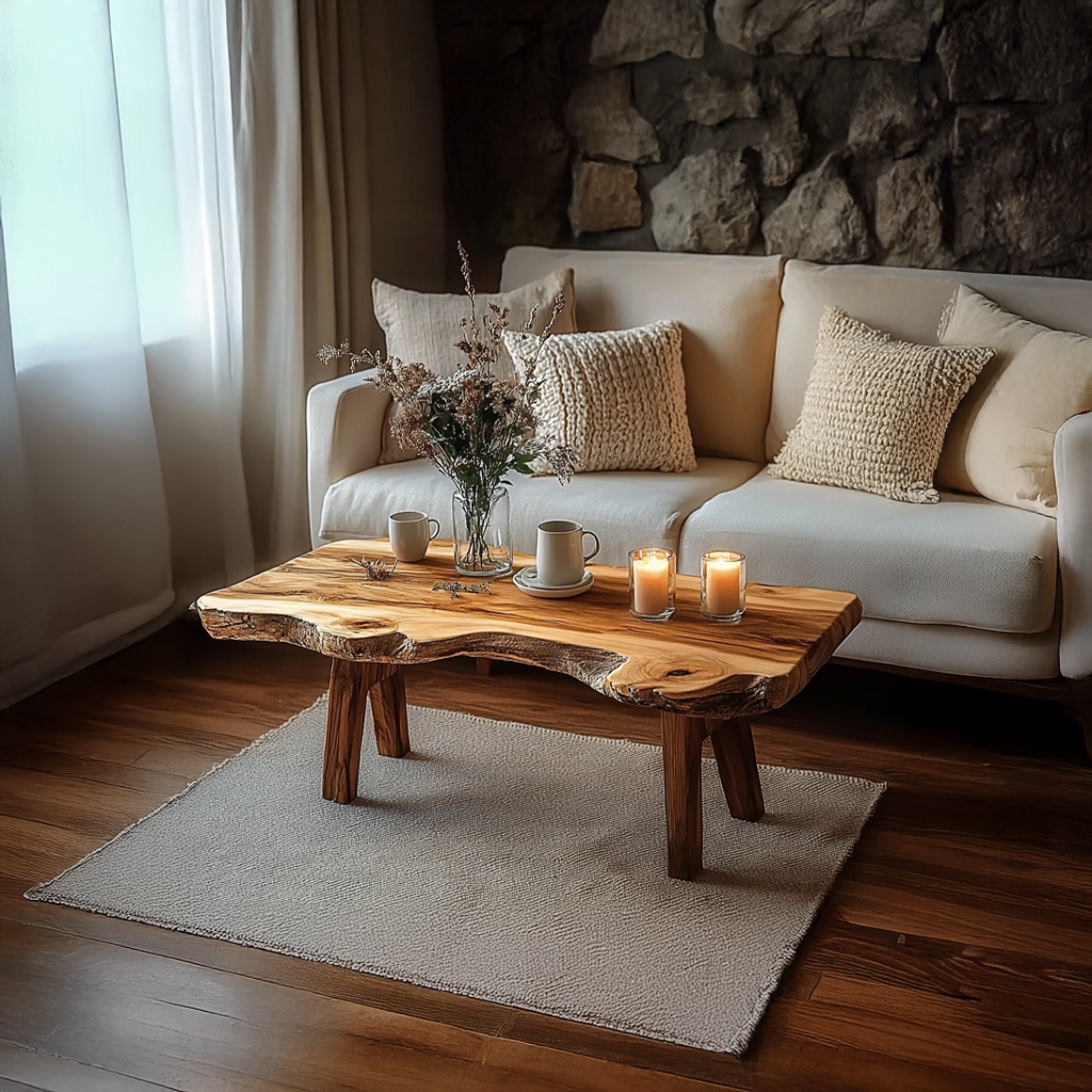 Rustic Live Edge Coffee Table Living Room Lounge Room SINLSACF216