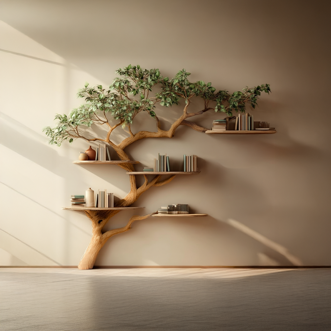 Midcentury Tree Bookshelf Living Bedroom SINLSATB266