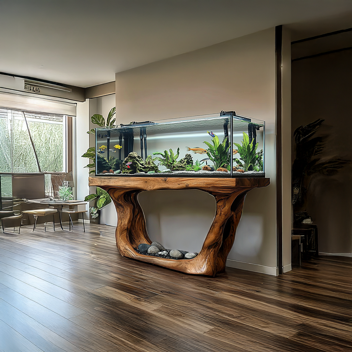 Rustic Organic Aquarium Stand Minimal Living Room Or Bedroom SINLSAWT012