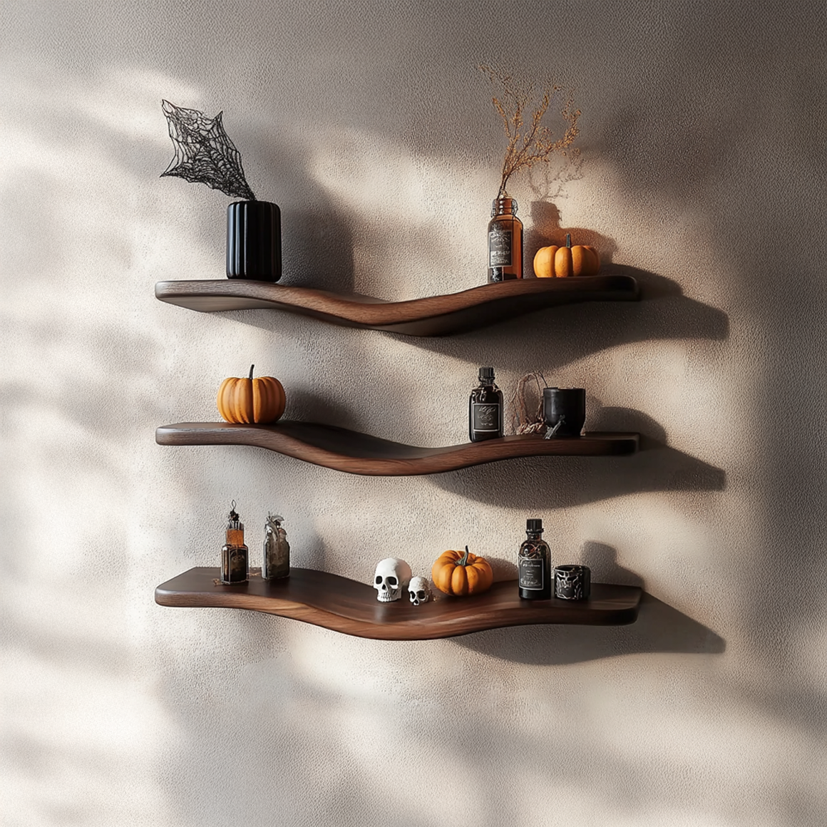 Mid Century Wavy Shelf Halloween Accent Modern Entryway SINLSAWV015