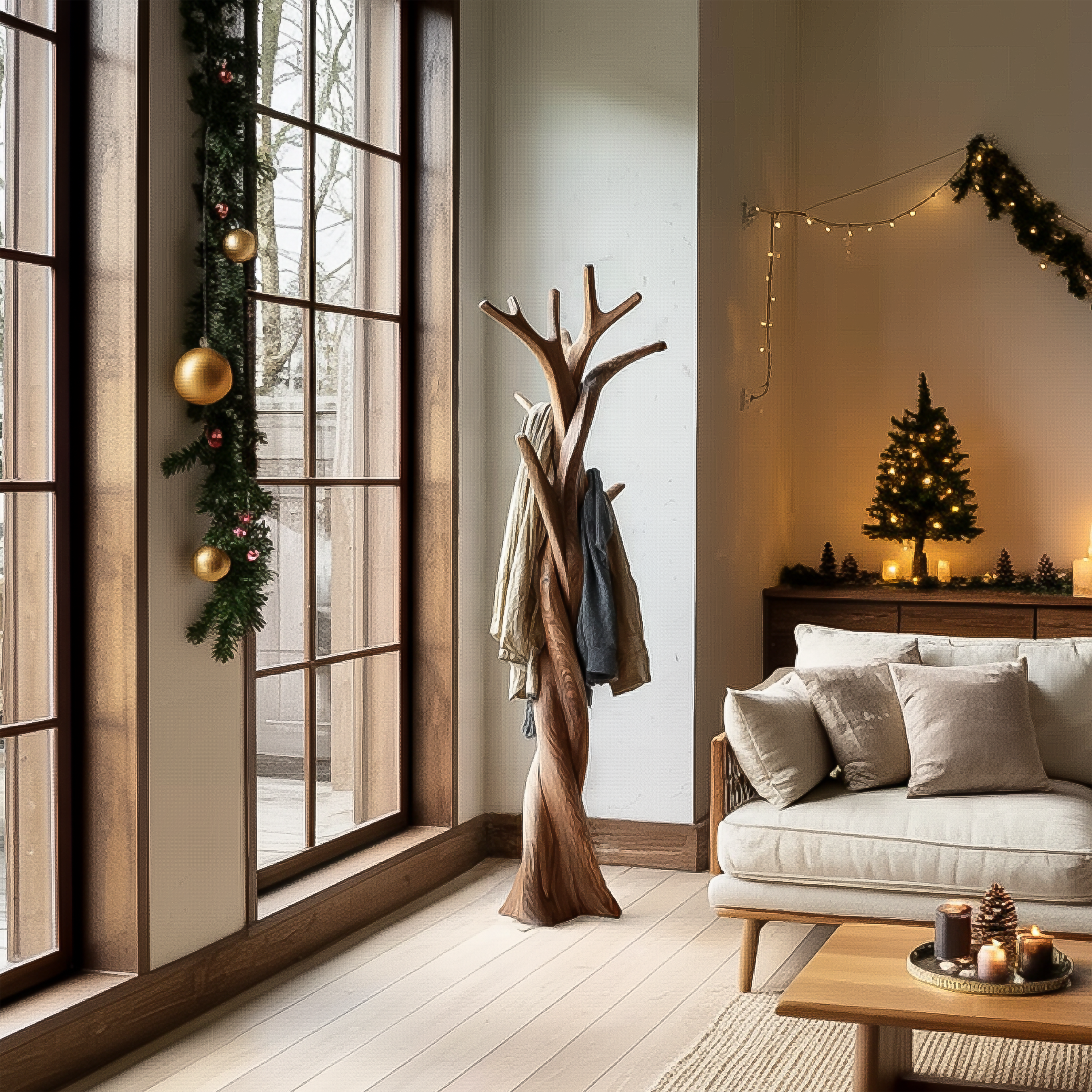 Rustic Twisted Tree Coat Rack Christmas Holiday Entryway Decor SINLSATCR079