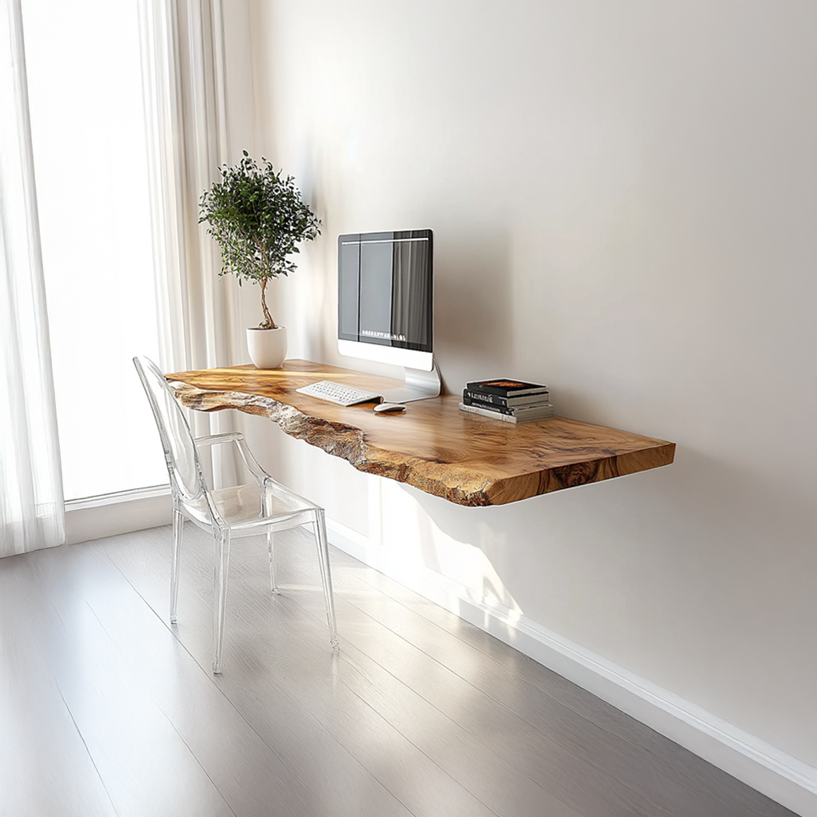 Rustic Live Edge Floating Shelf Desk Office Or Living Room SINLSAFL286