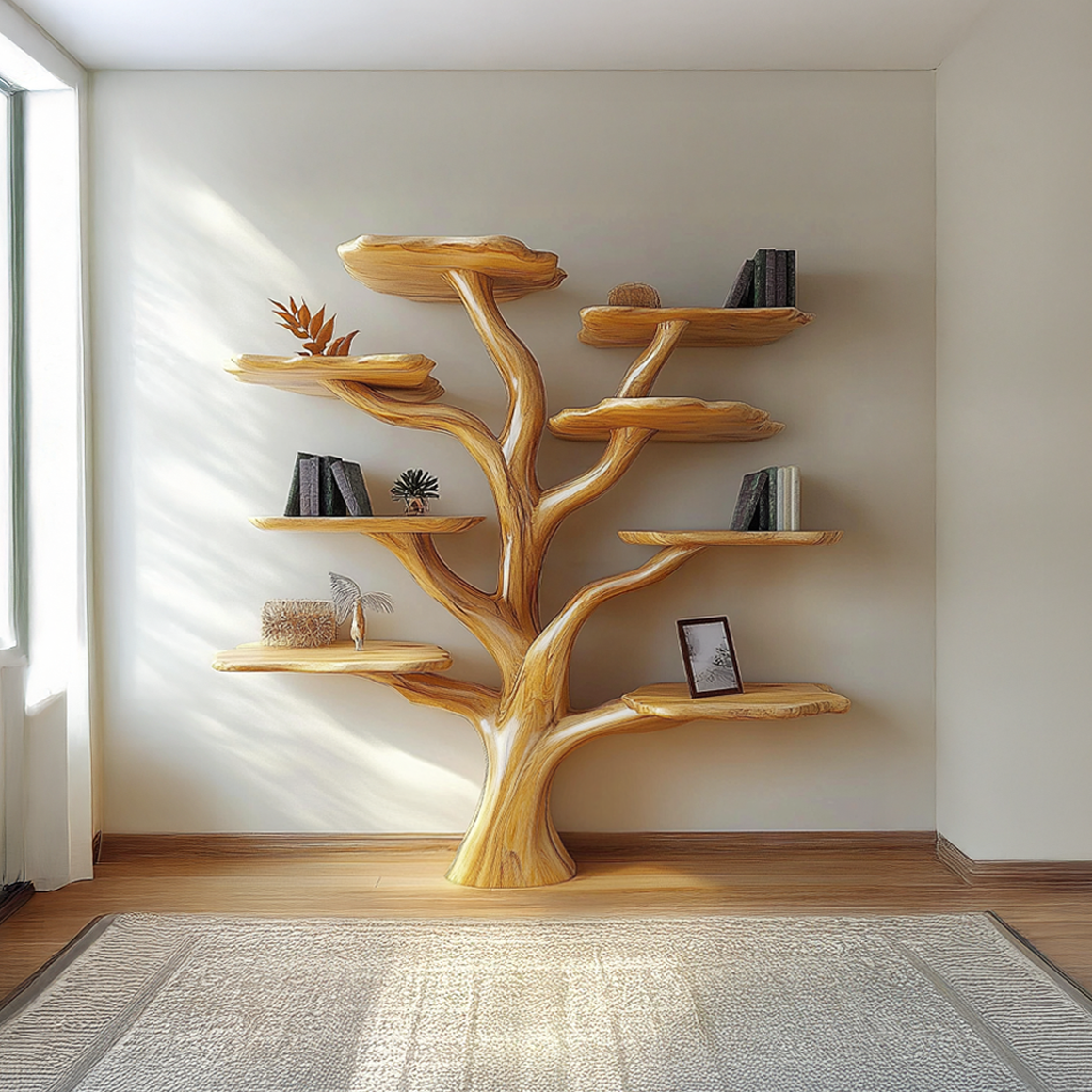 Rustic Mushroom Branch Bookshelf Living Room Or Dining Room SINLSATB452