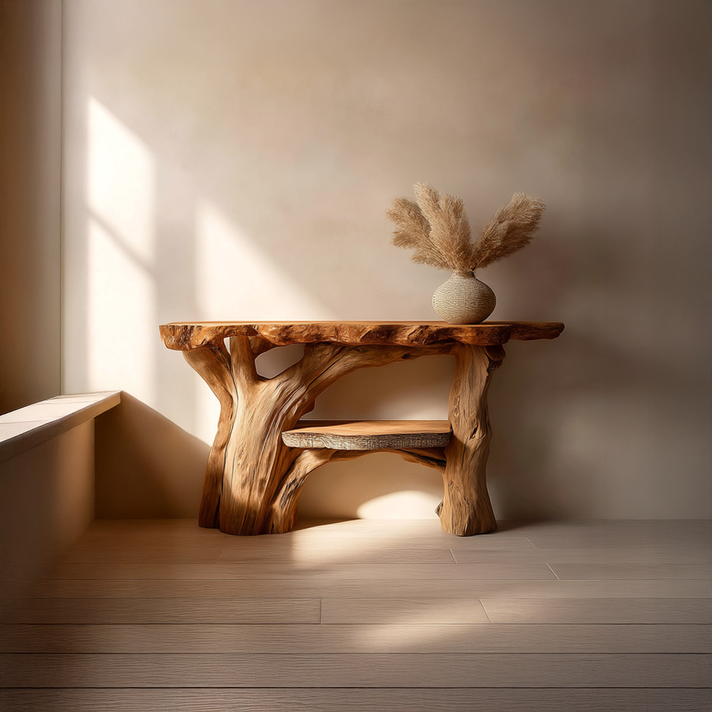 Rustic Sculptural Console Table Living Room SINLSACS238