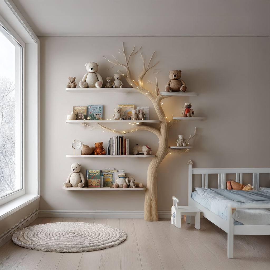 Midcentury Tree Bookshelf Nursery Kids Room SINLSATB254