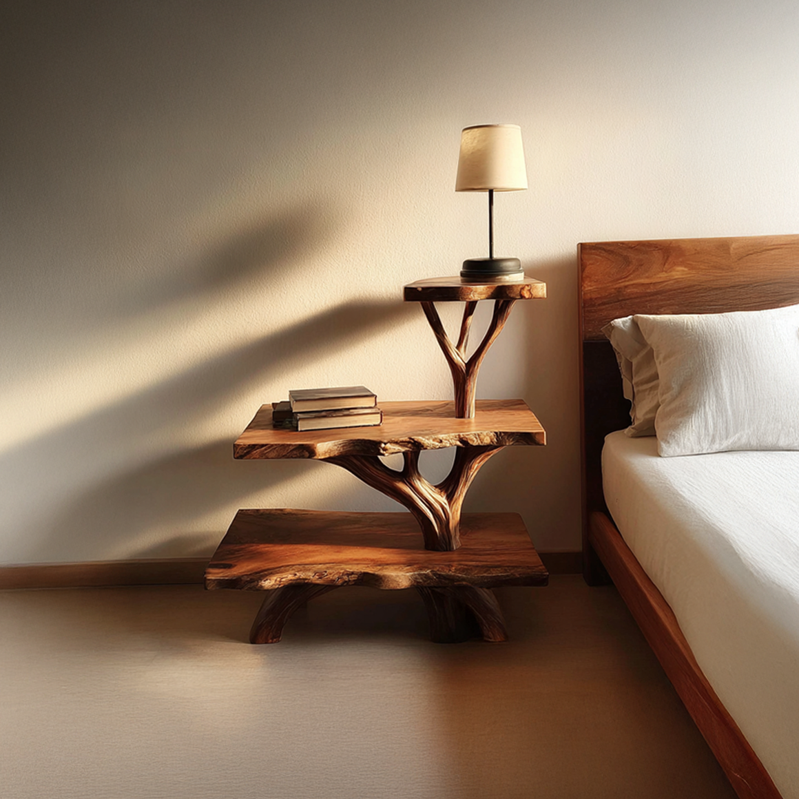 Rustic Tree Nightstand Bedroom Apartment SINLSABT080