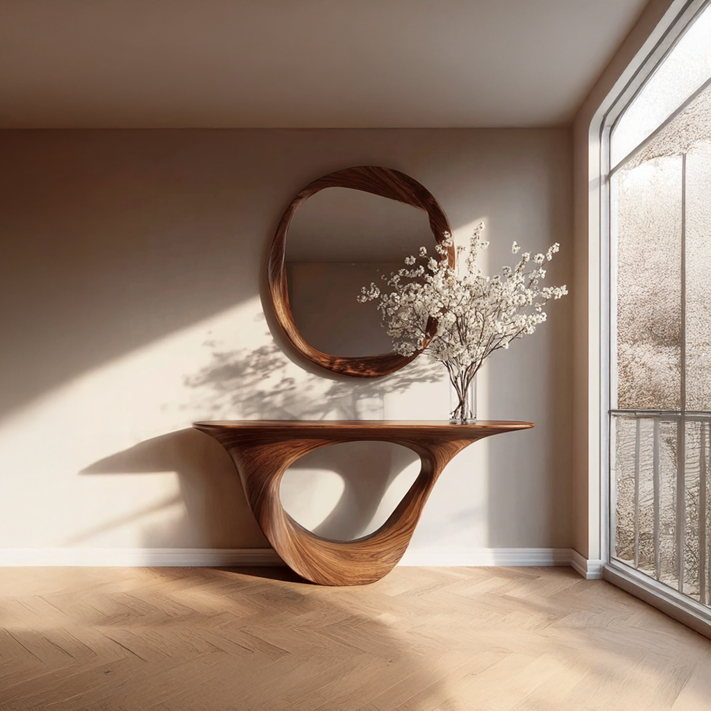 Rustic Sculptural Console Table Entryway SINLSACS139