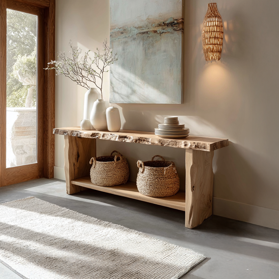 Rustic Live Edge Console Table Dining Room Or Entryway SINLSACS260