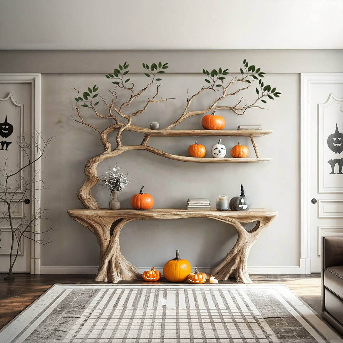 Rustic Halloween Tree Console Table Living Room SINLSAHW019