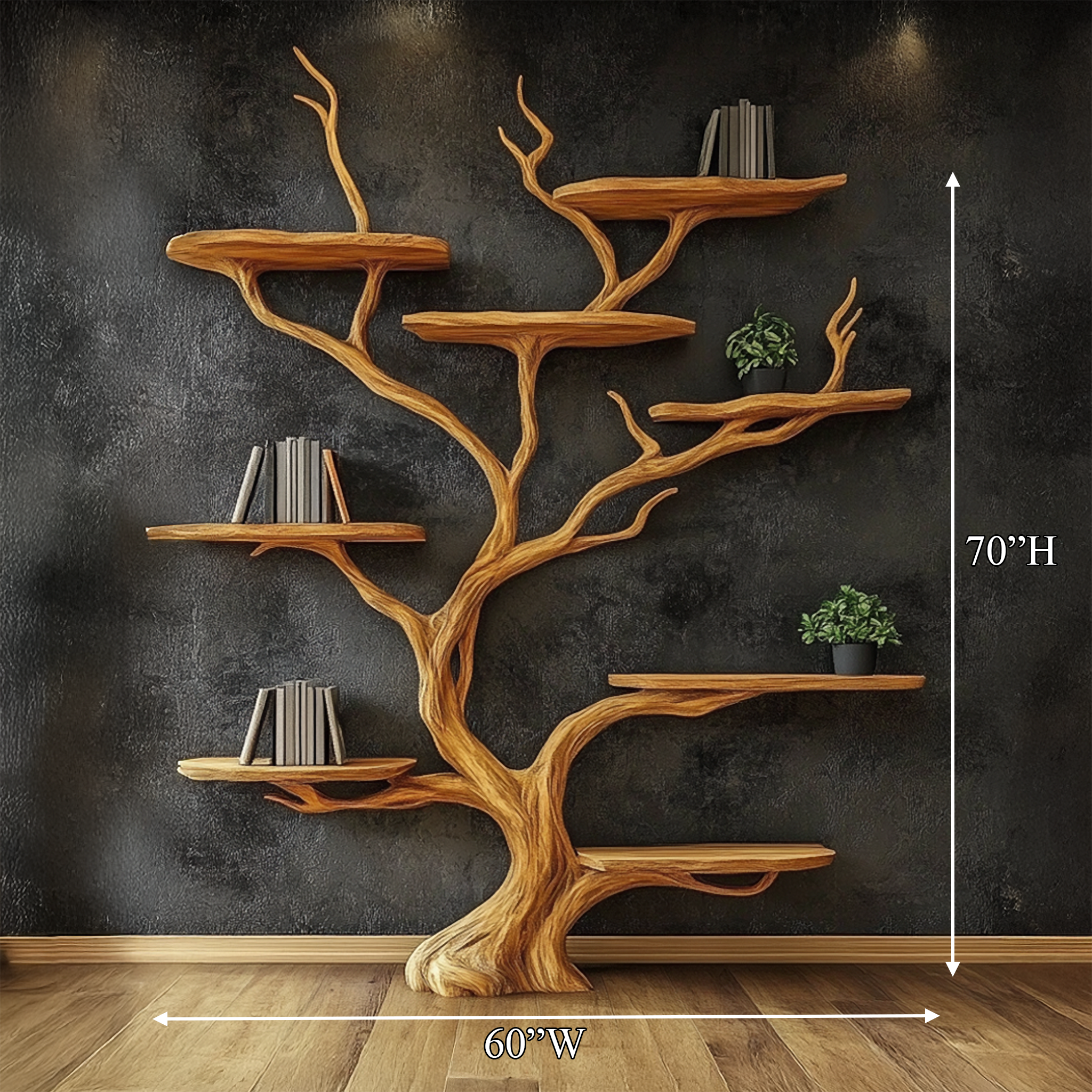 Wall Mounted Tree Shelf Natural Wood Unique Gift SINLSATB197