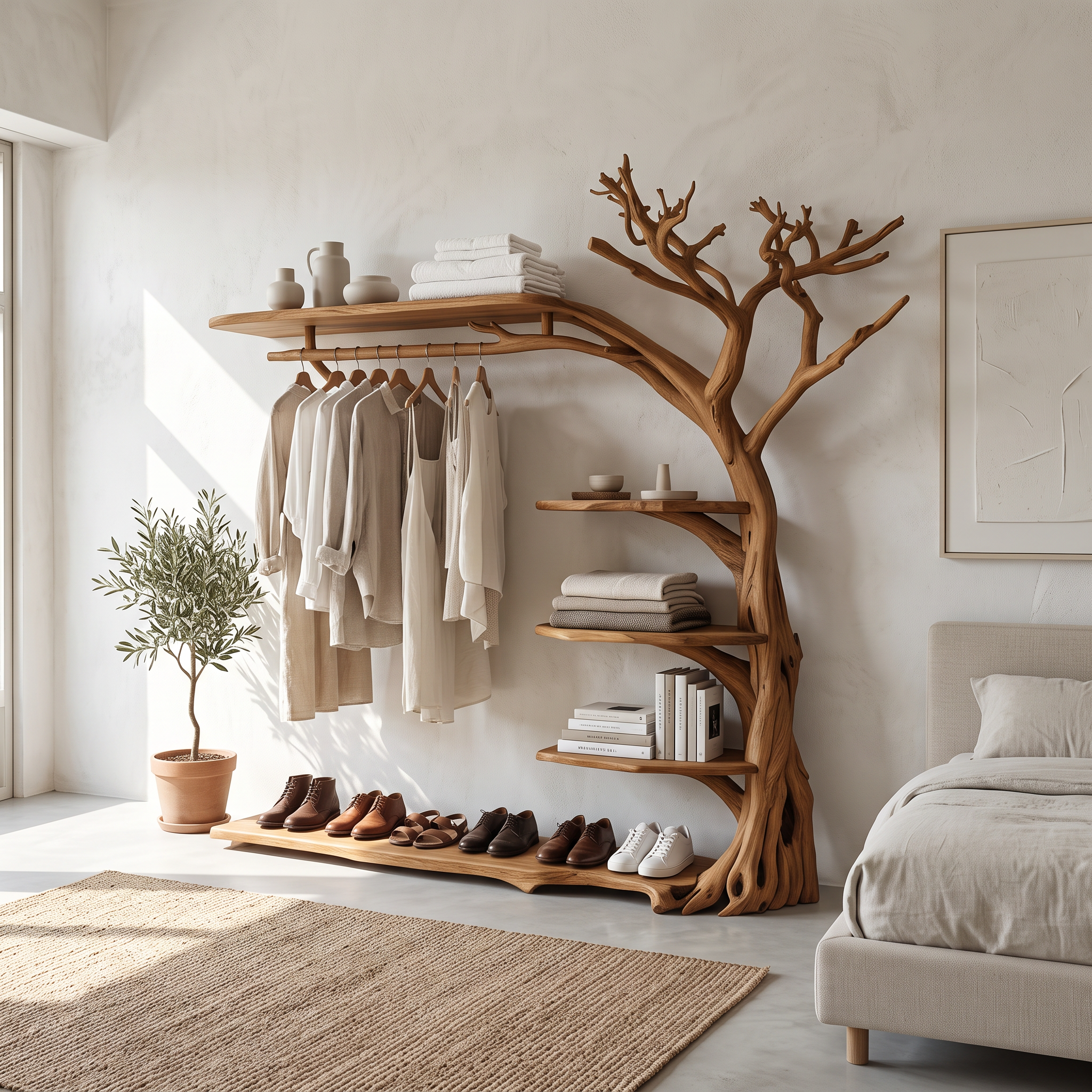 Rustic Coat Rack Shoe Shelf Entryway SINLSATB214