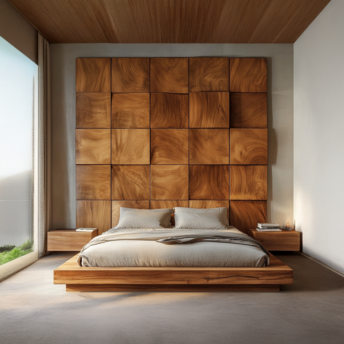 Wood Headboard Panels Solid Wood Wall Decor Bed Room SINLSADH003