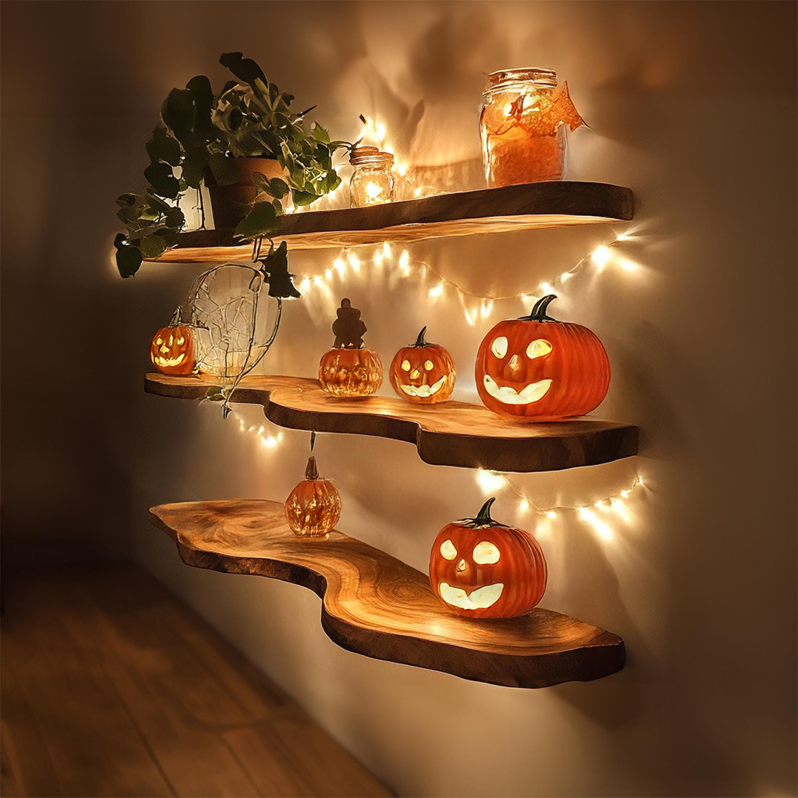 Mid Century Halloween Floating Shelf Bedroom SINLSAHW014