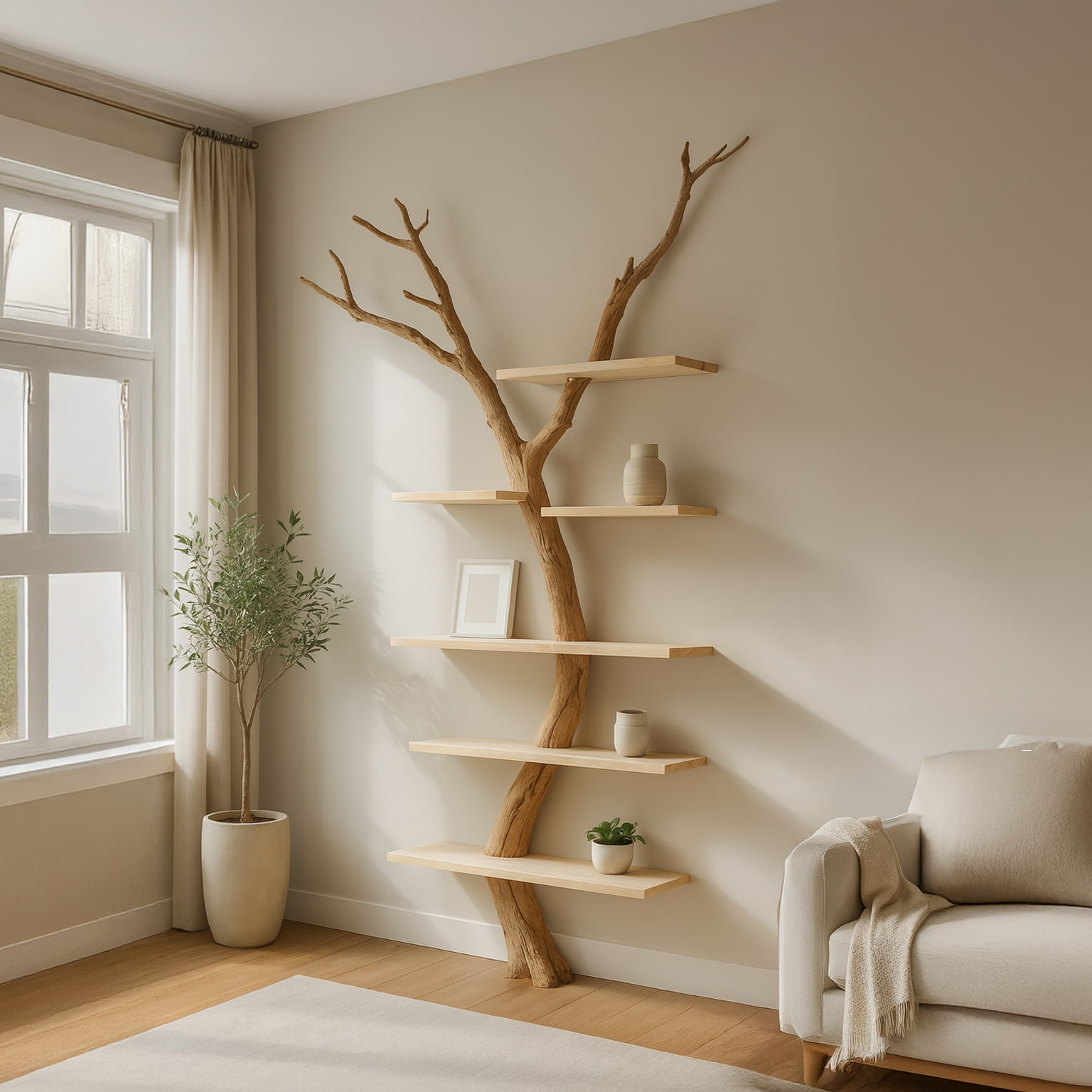 Rustic Tree Wall Shelf Living Room SINLSATB220