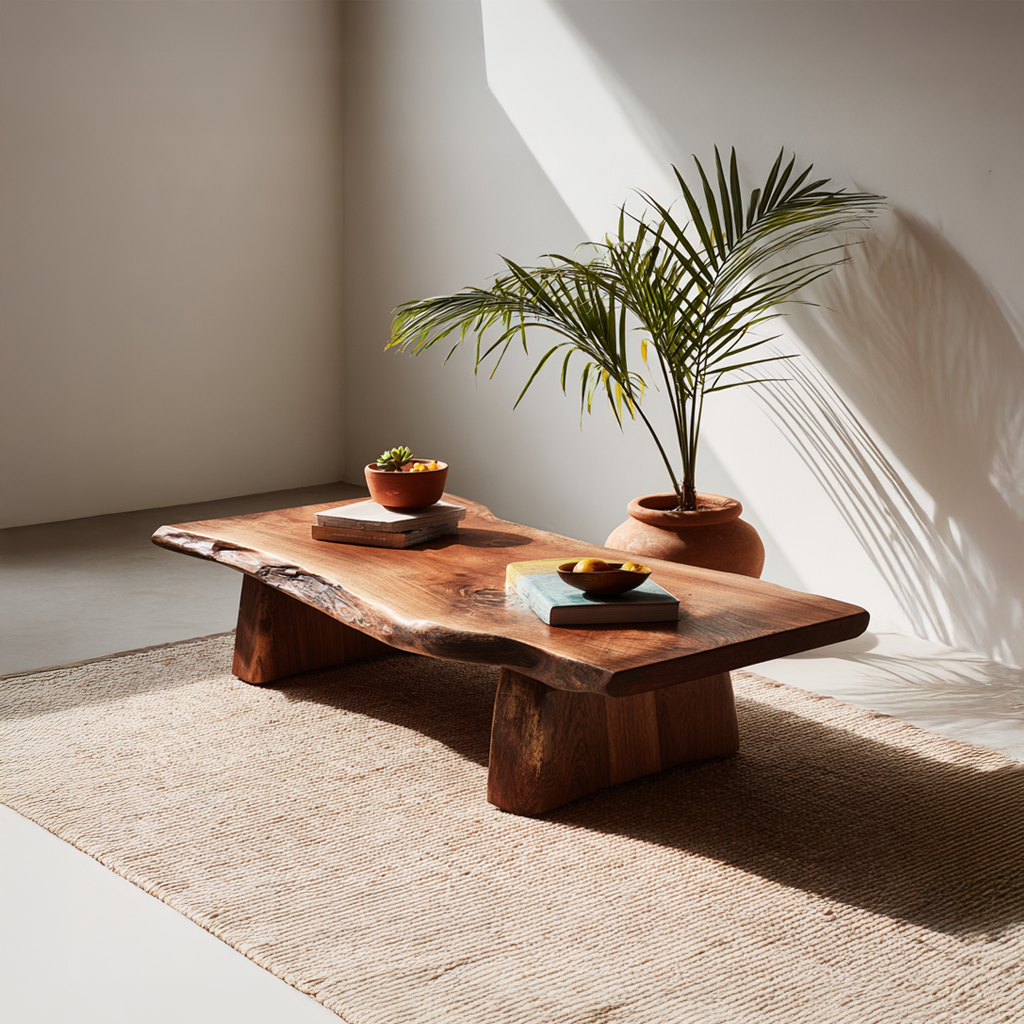 Rustic Live Edge Coffee Table Modern Living Room SINLSACF044