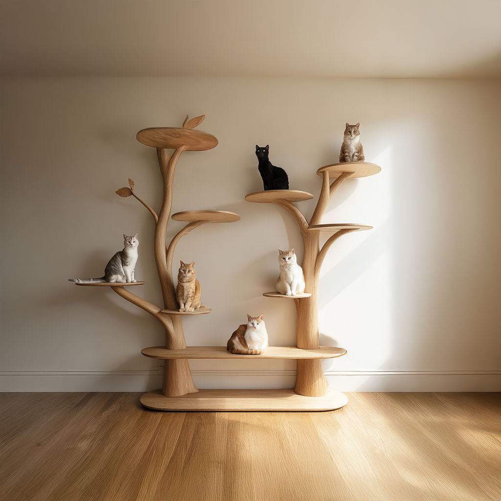 Mid Century Tree Cat Tower Family Room SINLSATT035