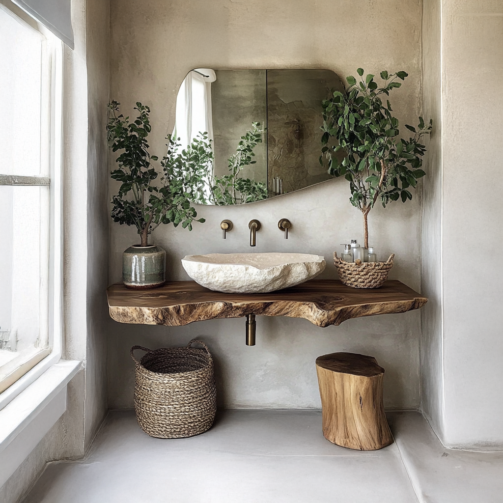 Midcentury Natural Wood Vanity Bathroom SINLSABRV076