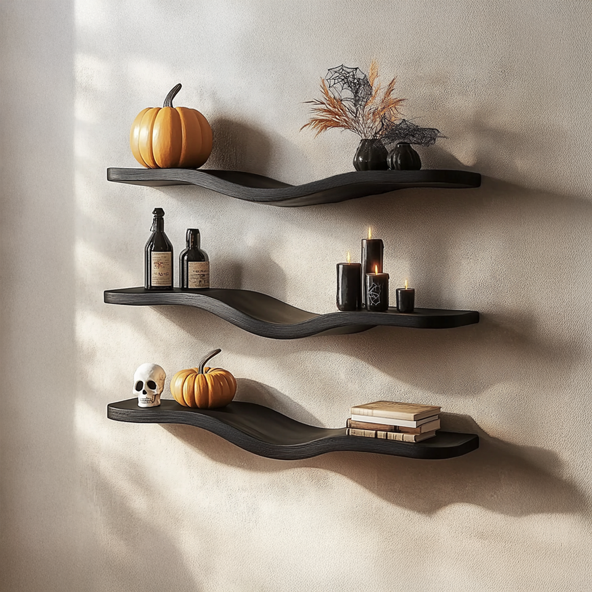 Mid Century Halloween Wave Floating Shelf Living Room SINLSAWV017