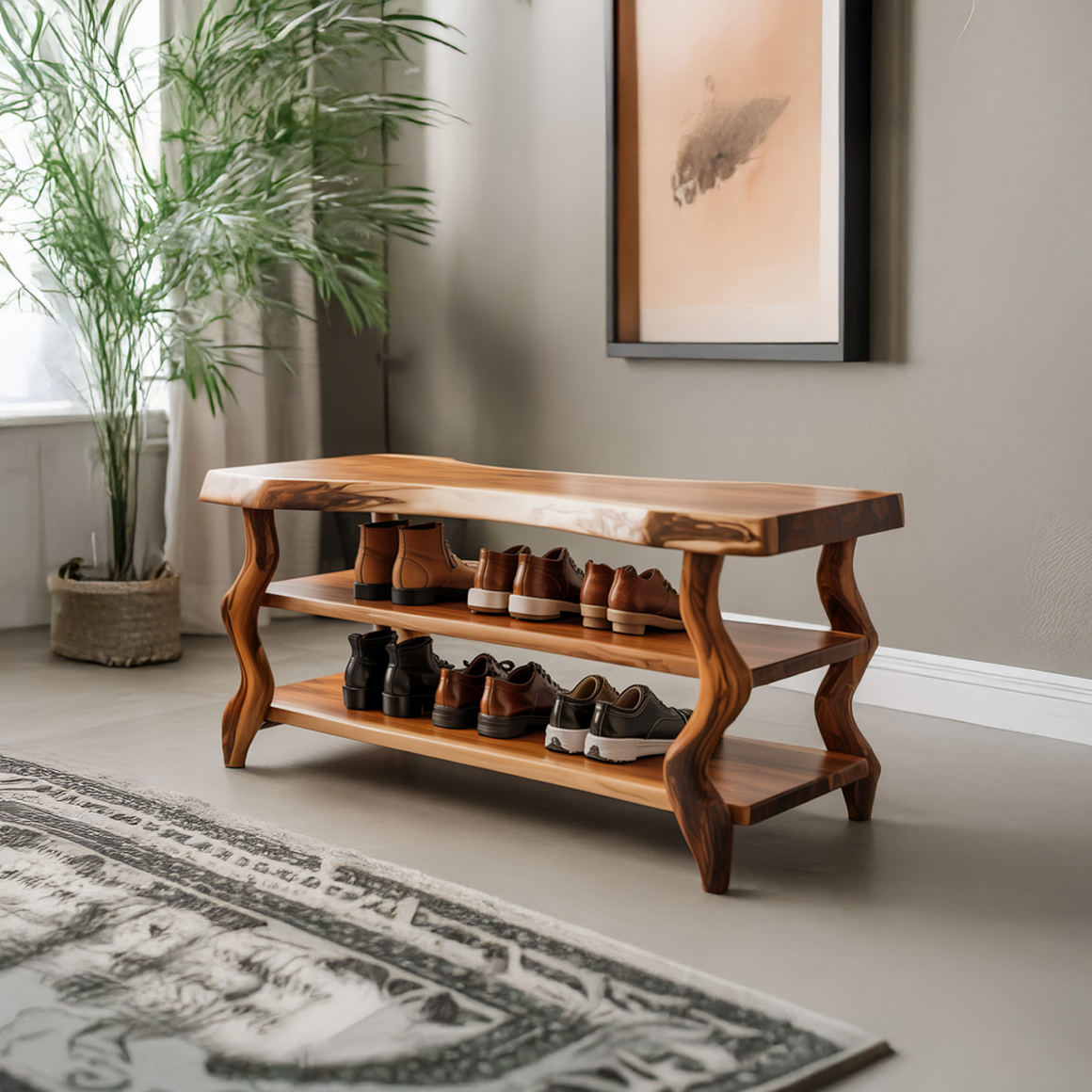 Artisan Rustic Shoe Bench Hallway And Living Room SINLSASB078