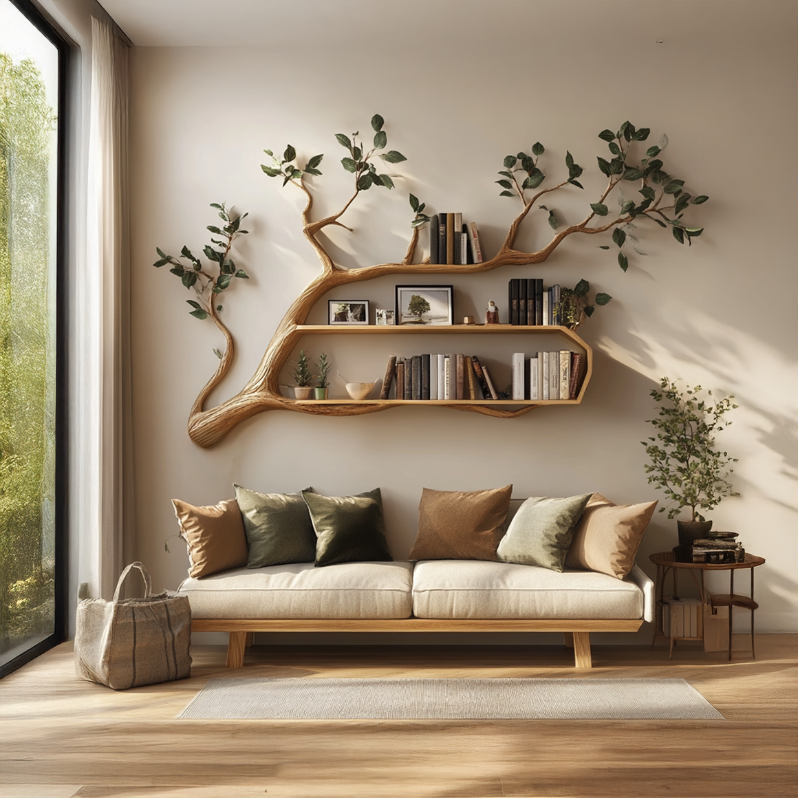 Rustic Branch Tree Bookshelf  Living Room Modern Decor SINLSATBS035