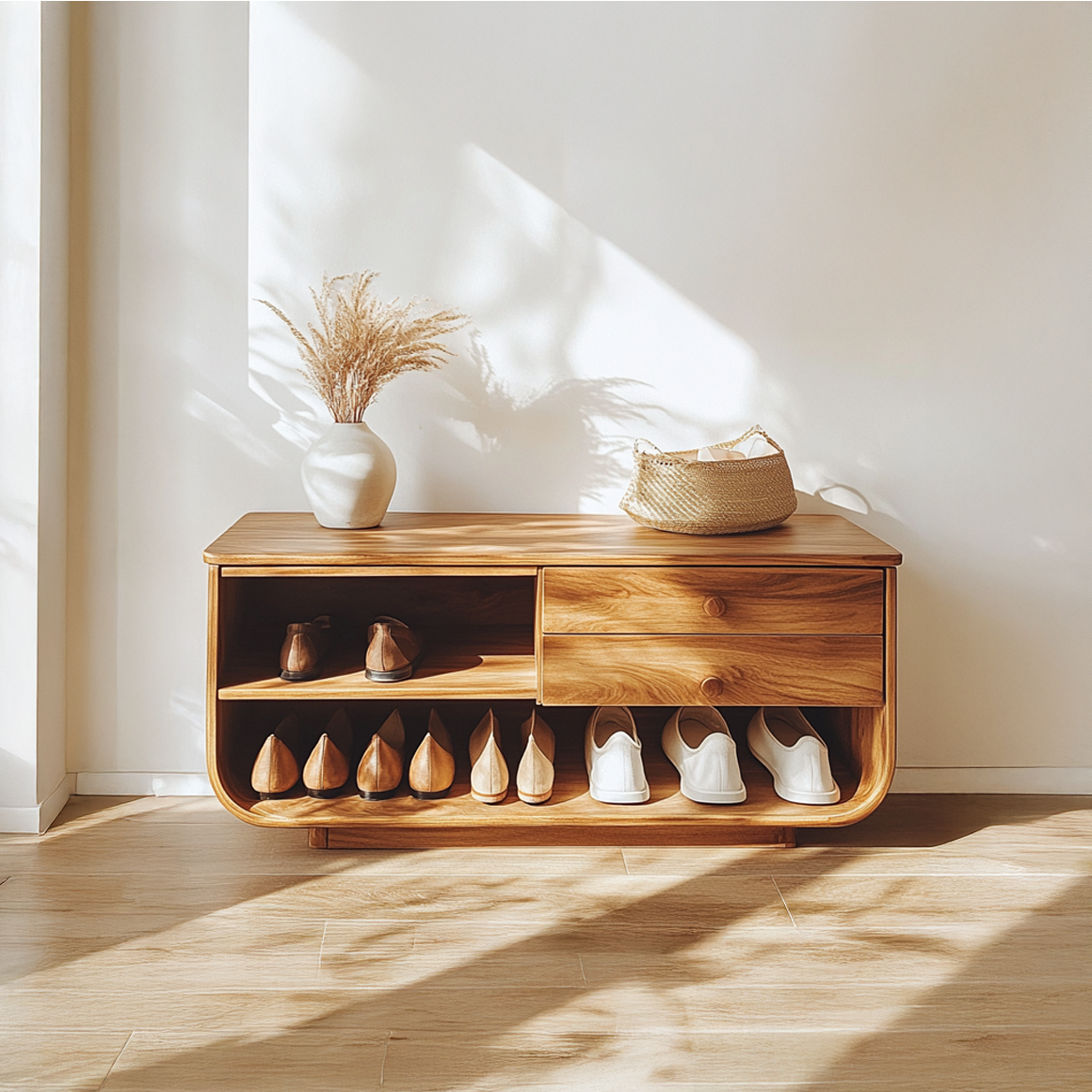 Mid Century Rounded Shoe Storage Hallway And Bedroom SINLSASB069