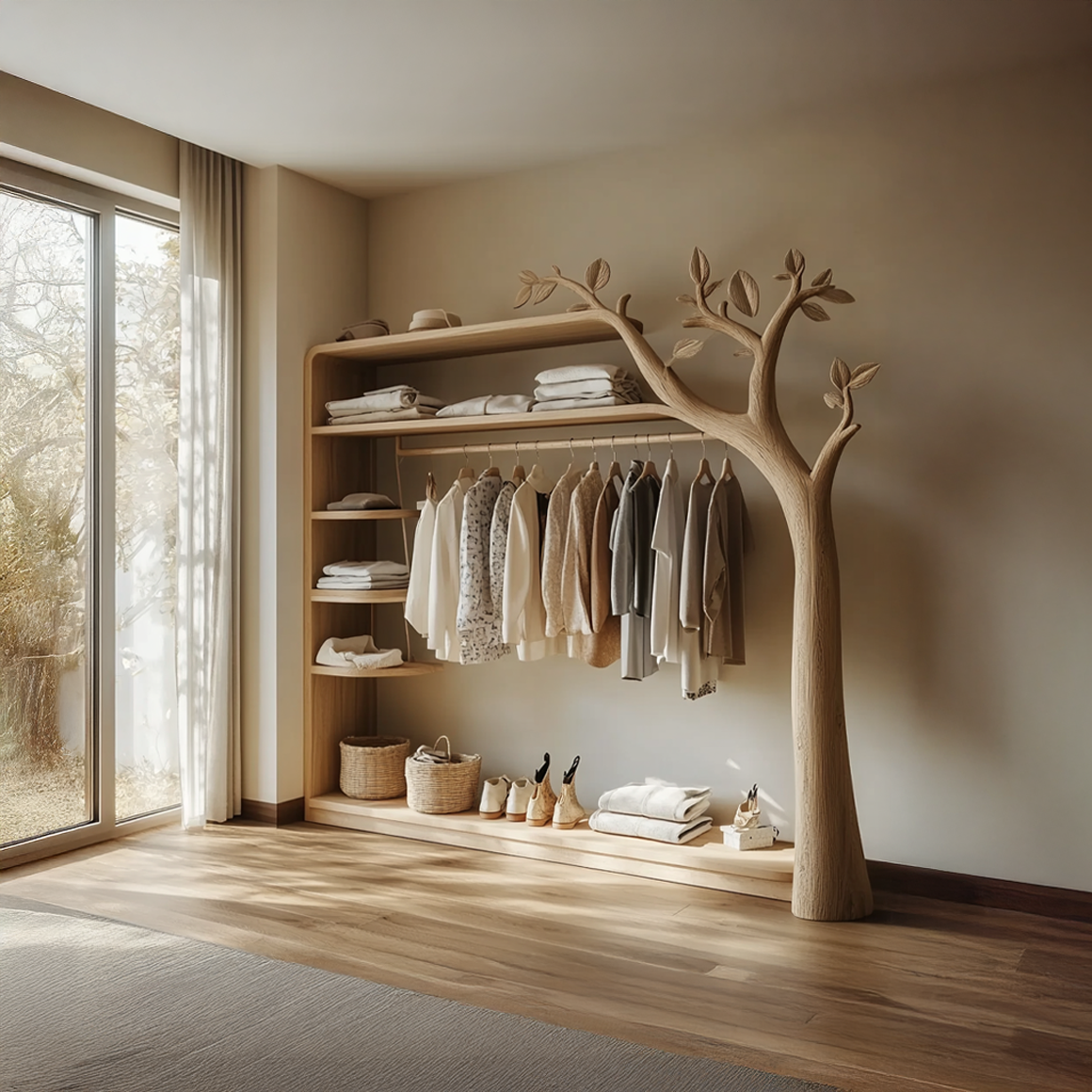Rustic Tree Wardrobe Rack Bedroom Or Entryway Closet Storage SINLSATCR039