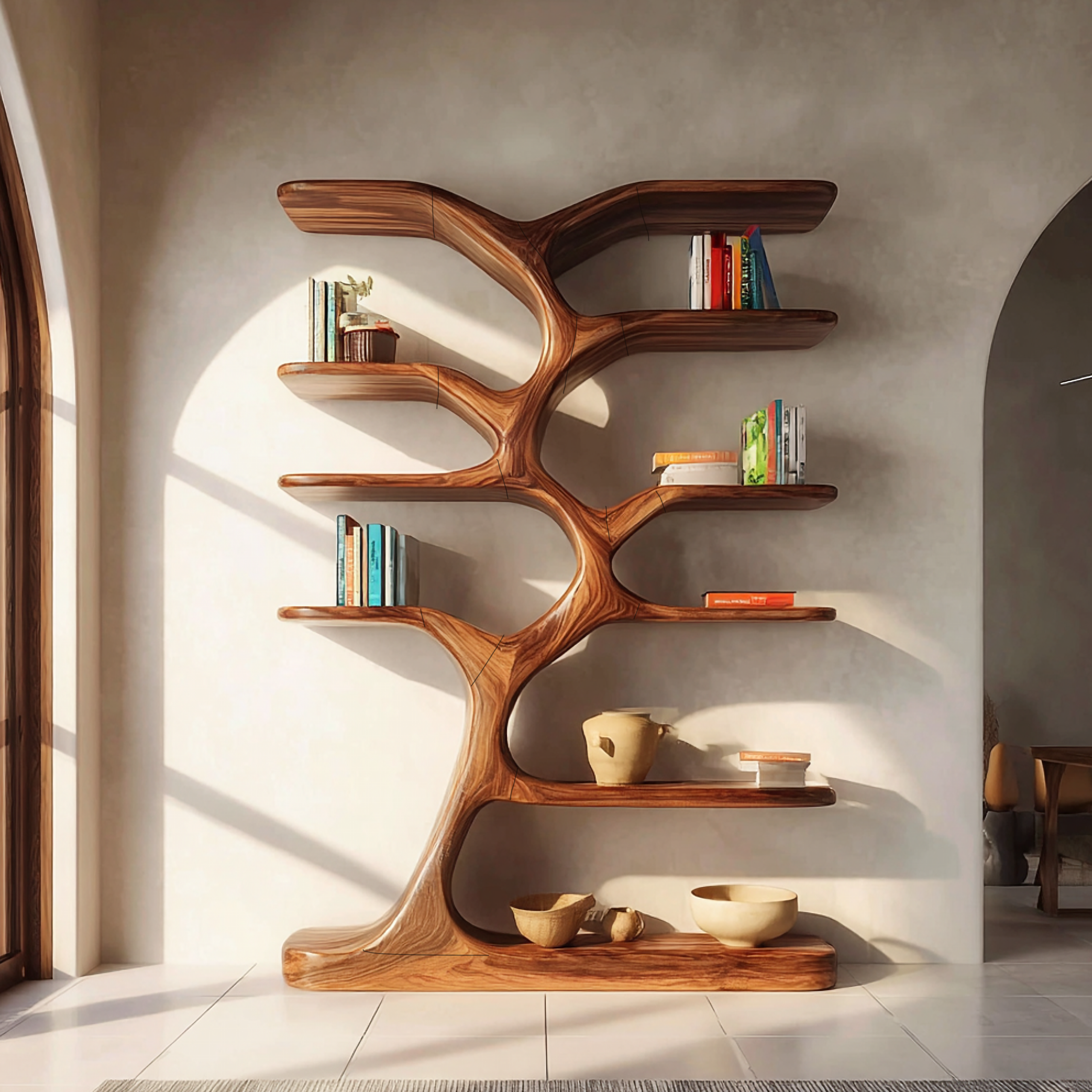 Entryway Bookshelf Natural Wood Modern Decor Gift SINLSATB196