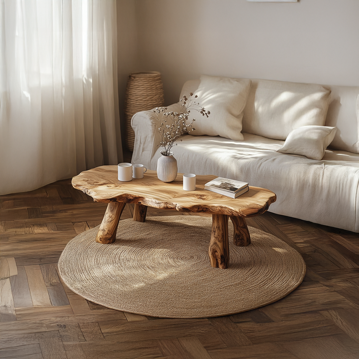 Rustic Live Edge Accent Coffee Table Living Room Family Room SINLSACF217