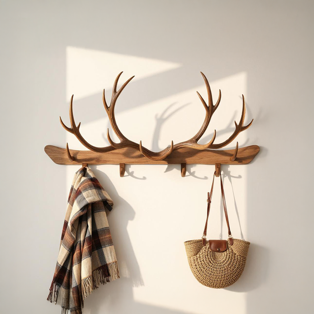 Rustic Antler Wall Rack Entryway Hallway SINLSATCR019