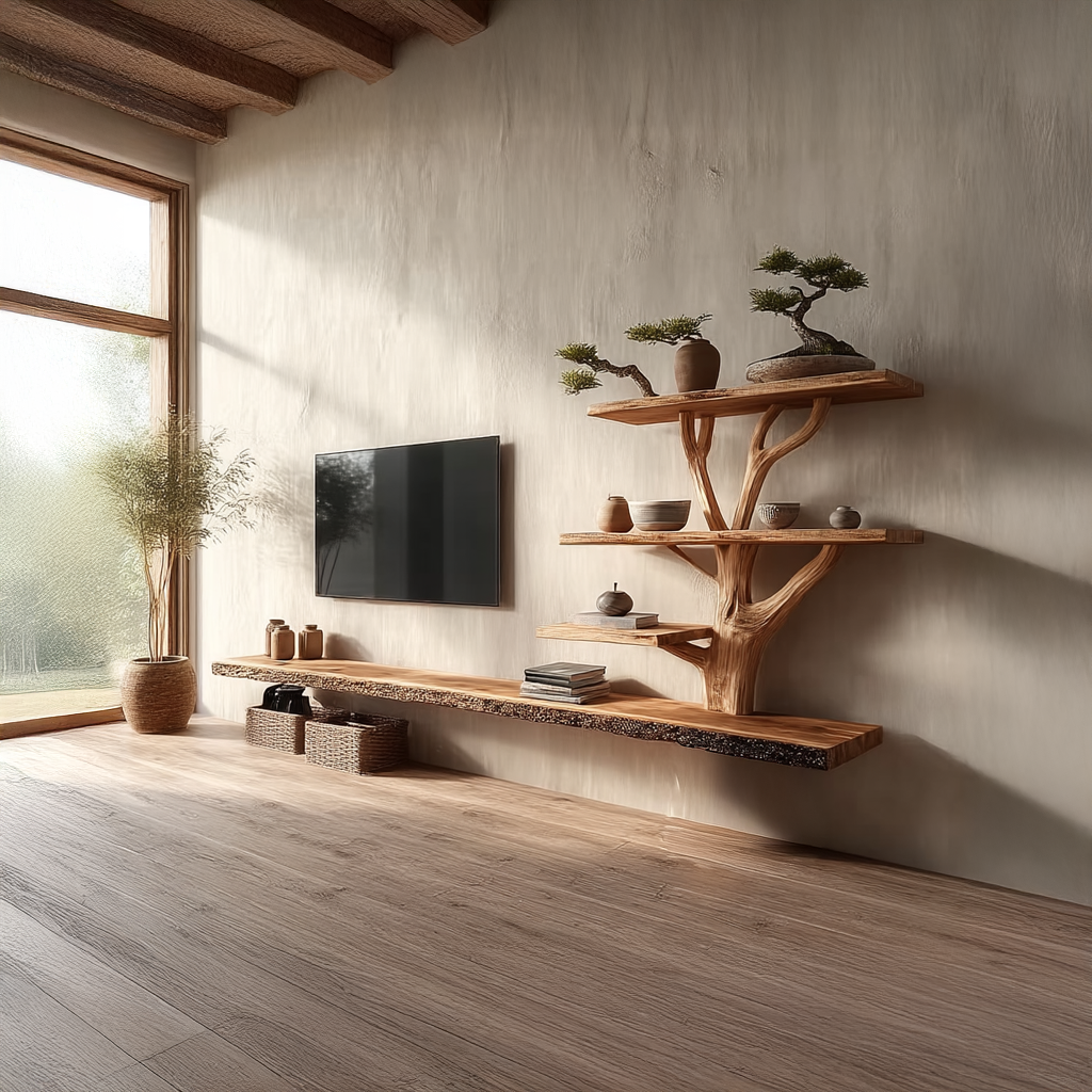 Custom Shelf TV Solid Wood Tree Wall Art Decor Home Gift SINLSATB236