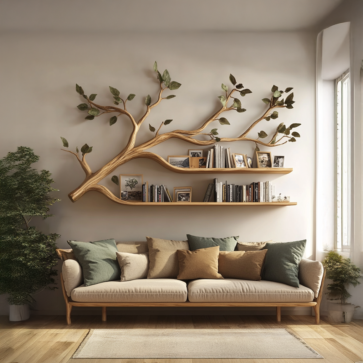 Rustic Artistic Tree Bookshelf Living Room Display SINLSATBS034