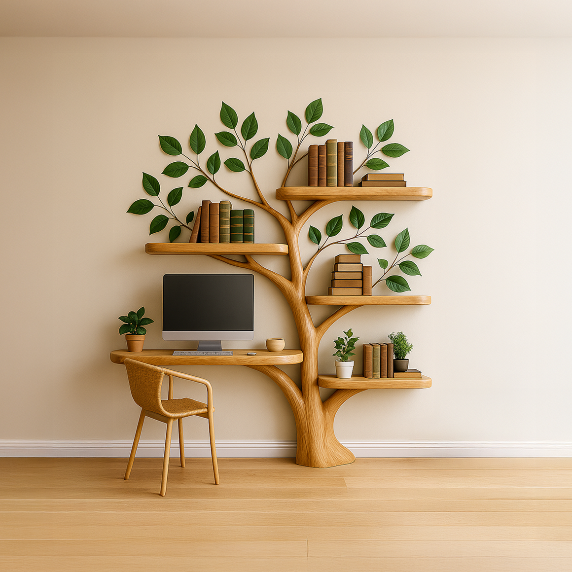 Tree Bookshelf Desk Mid Century Living Bedroom SINLSATB272