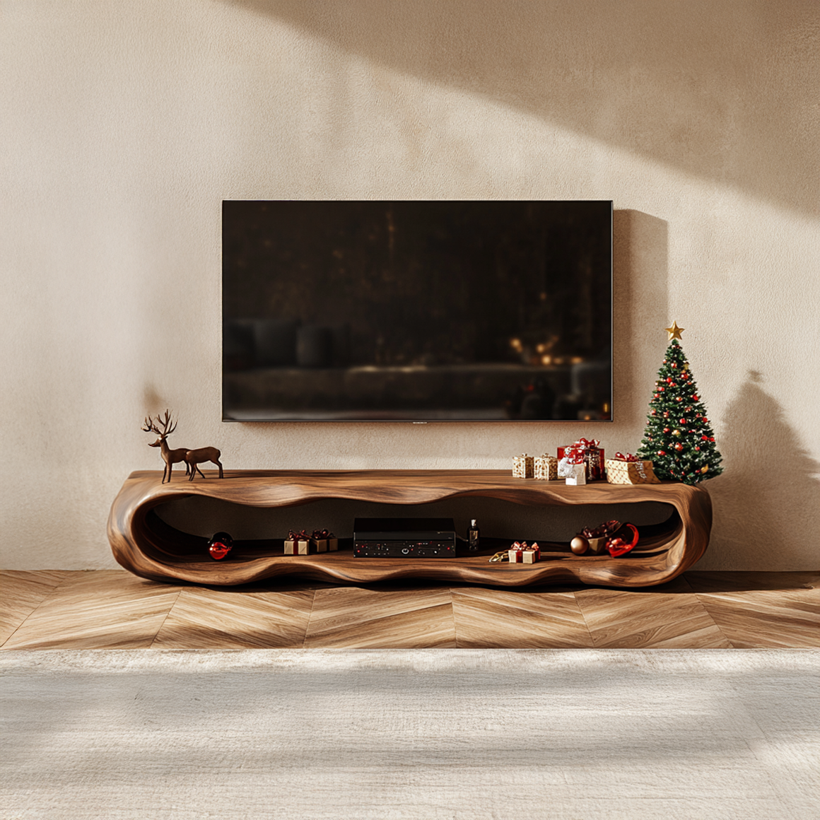Rustic Christmas TV Stand Cabinet Living Room Decor SINLSASC218